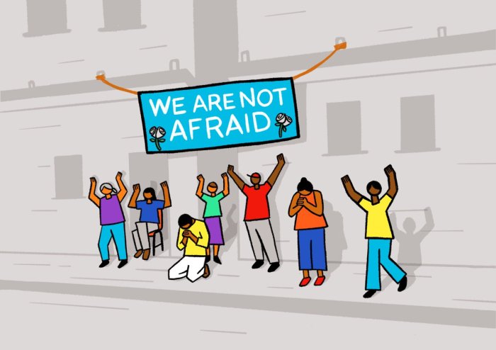 Cartoon depiction of protests in Cuba.